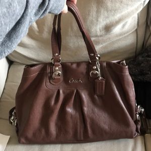 Authentic Coach brown leather saddle bag